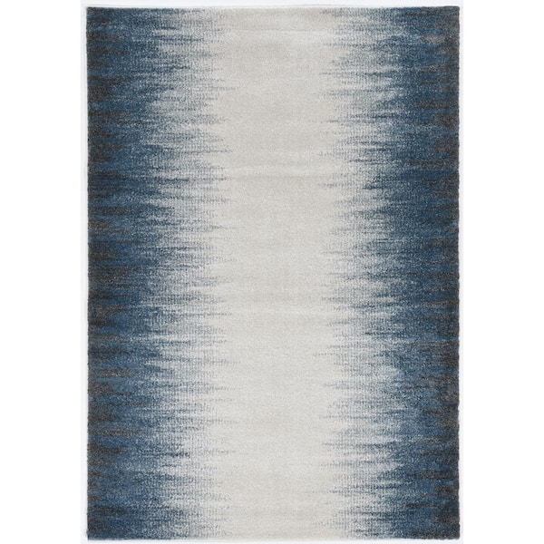 Rue Ivory/Blue 3 ft. x 5 ft. Ombre Contemporary Area Rug