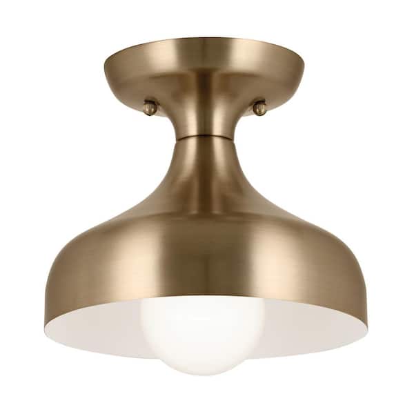 KICHLER Sisu 8 in. 1-Light Champagne Bronze Hallway Modern Semi-Flush Mount Ceiling Light