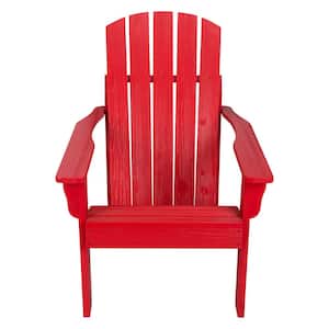 36.25"H Chili Red Wooden Indoor/Outdoor Mid-Century Modern Adirondack Chair with HYDRO-TEX finish, Home Patio Furniture