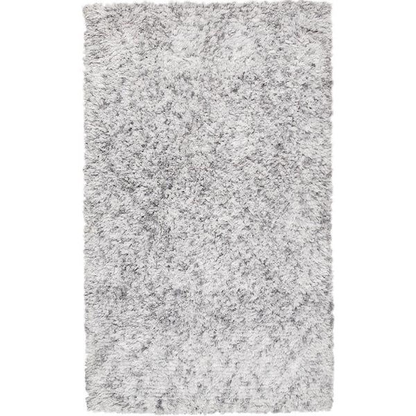 Pasargad Home Paris Shag Grey 8 ft. x 10 ft. Shaggy Poly and Cotton Area Rug