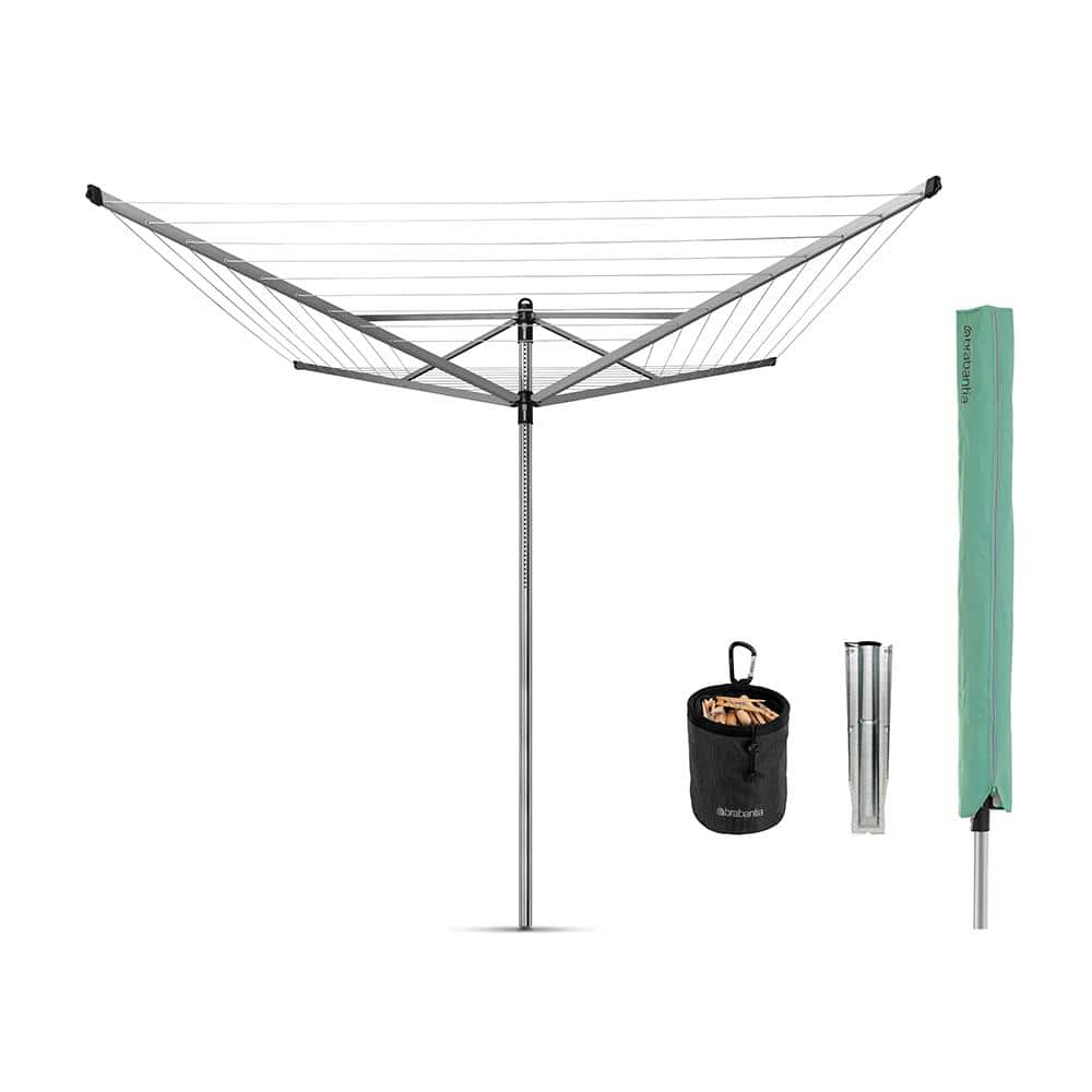 Zakje hoe Loodgieter Brabantia 116.1 x 116.1 in. Lift-O-Matic Advance Outdoor Rotary Clothesline  with Ground Spike, Clothespin Bag and Protective Cover 100246 - The Home  Depot