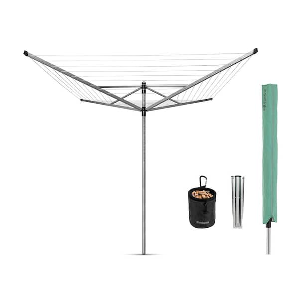 Rand revolutie Oraal Brabantia 116.1 x 116.1 in. Lift-O-Matic Advance Outdoor Rotary Clothesline  with Ground Spike, Clothespin Bag and Protective Cover 100246 - The Home  Depot
