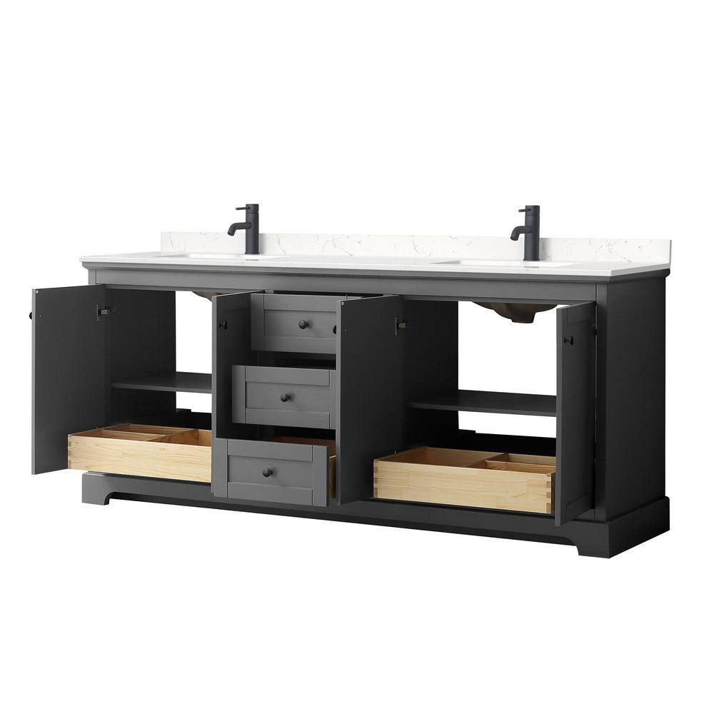 Avery 80'' Dark Gray Double Vanity with Marble Top