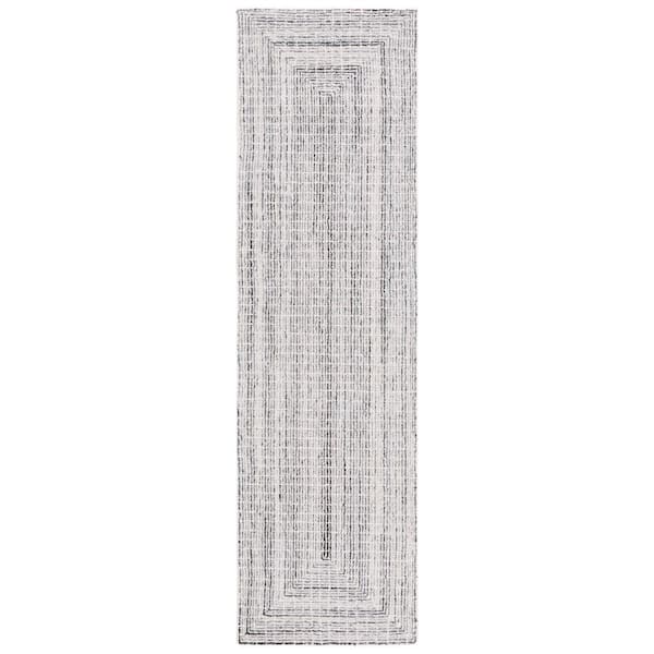 SAFAVIEH Abstract Black/Ivory 2 ft. x 8 ft. Contemporary Marle Runner Rug