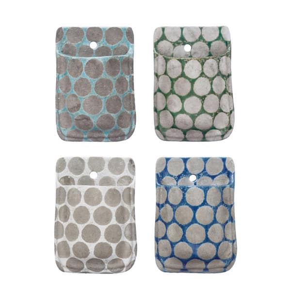 Storied Home Multi-color Terra Cotta Wall Mounted Planters with Wax Relief Dots (4-Pack)