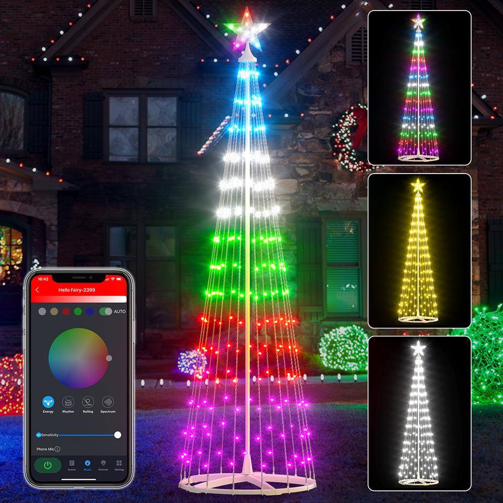 Christmas Cone Tree Light Smart DIY 8FT 191 LED Light Show with 47-Modes Ti