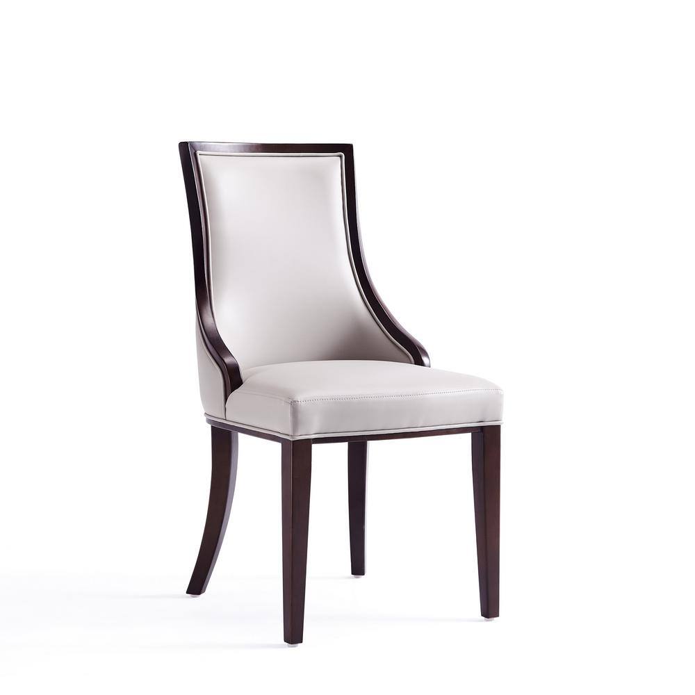 Elegant Light Gray Faux Leather Upholstered Side Chair with Wood Frame