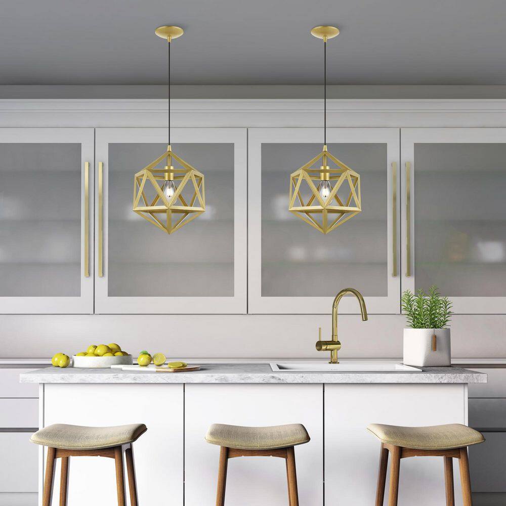 Soft Gold Glass Mini Pendant Light with Metal Shade