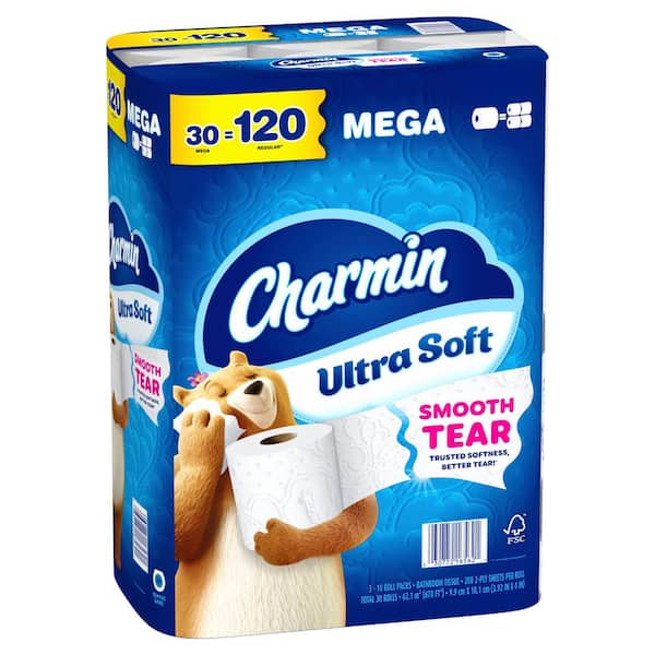 Ultra-Soft Smooth Tear Toilet Paper Rolls (30-Mega Rolls)