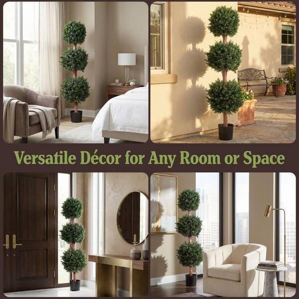 Pure Garden 5 ft. Artificial Triple Ball Hedyotis Tree HW1500006