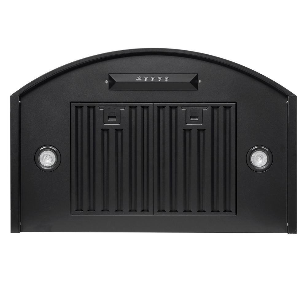 30-Inch Black Stainless Steel Convertible Wall Mount Range Hood