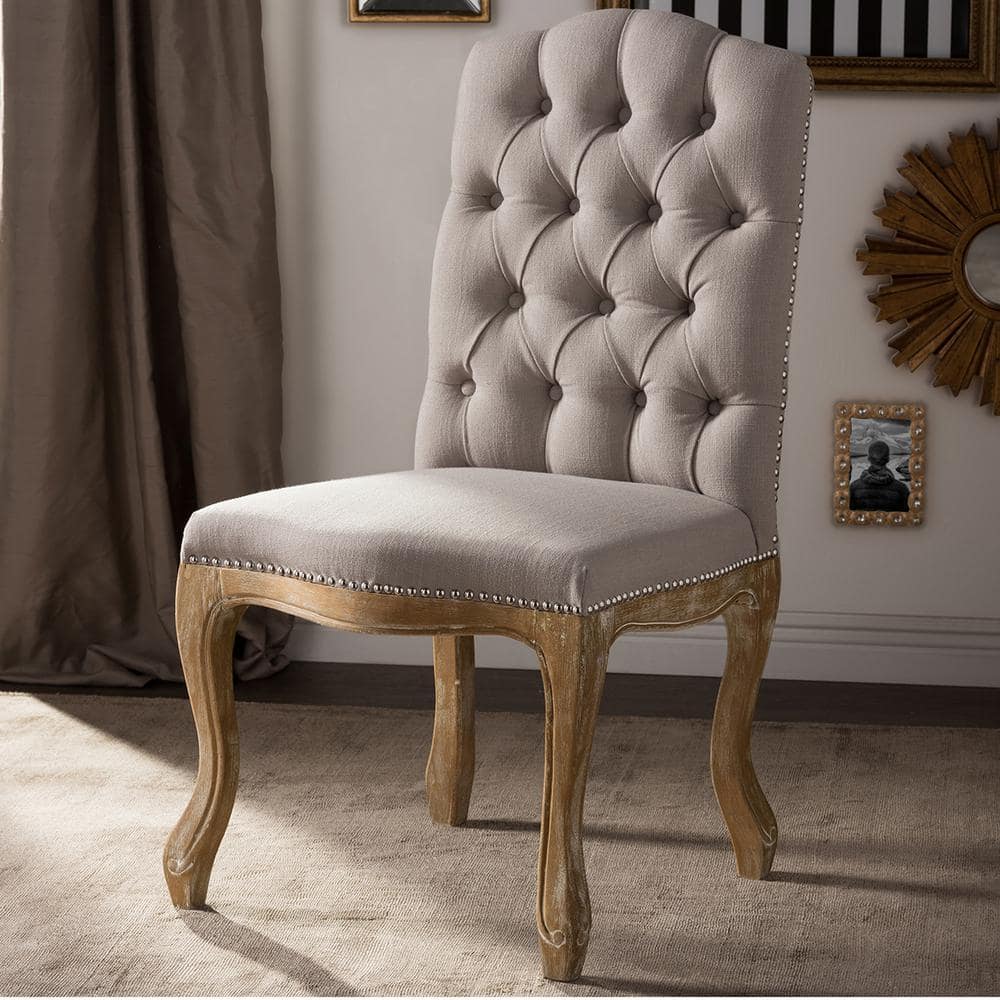 Baxton Studio Hudson Beige Fabric Upholstered Dining Chair 28862