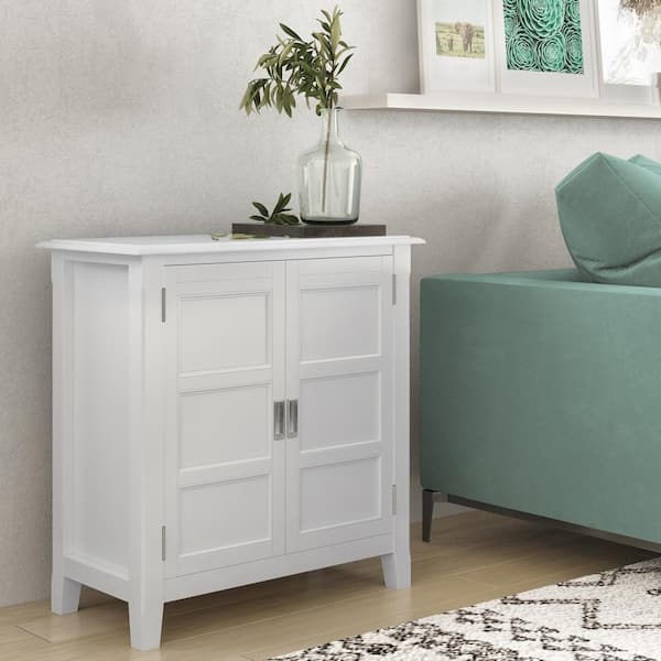 Simpli Home Burlington Solid Wood 30 in. Wide Transitional Low Storage  Cabinet in White AXCBUR14-WH - The Home Depot