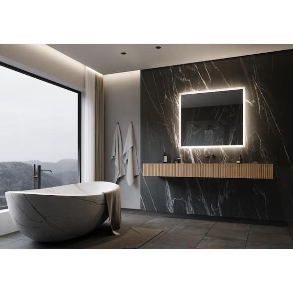 Unbranded Backlit 40 in. W x 36 in. H Rectangular Frameless Wall Mounted Bathroom Vanity Mirror 6000K LED