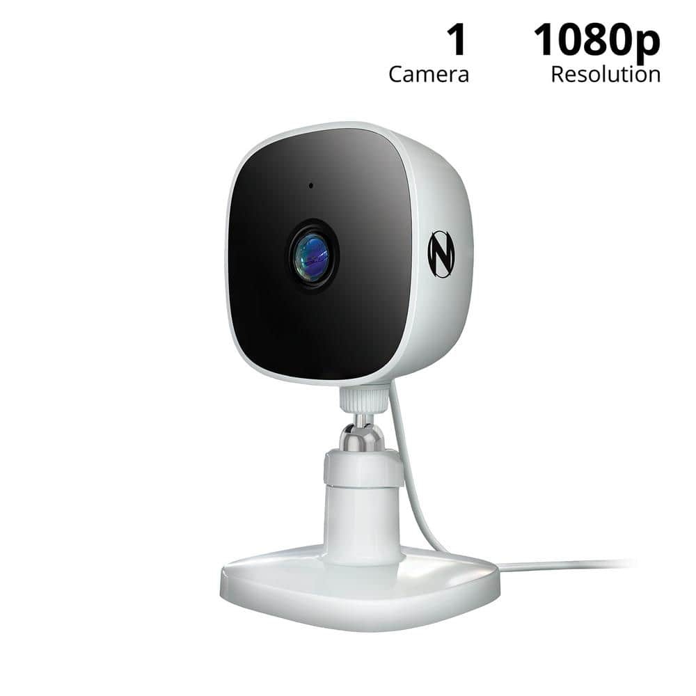 White Wireless Indoor Security Camera with Night Vision and Audio