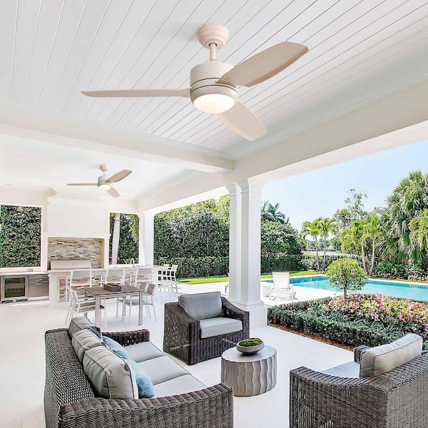 Avex 46 in. Off White Standard Downrod Mount Ceiling Fan with Remote Control and Dimmable Integrated LED