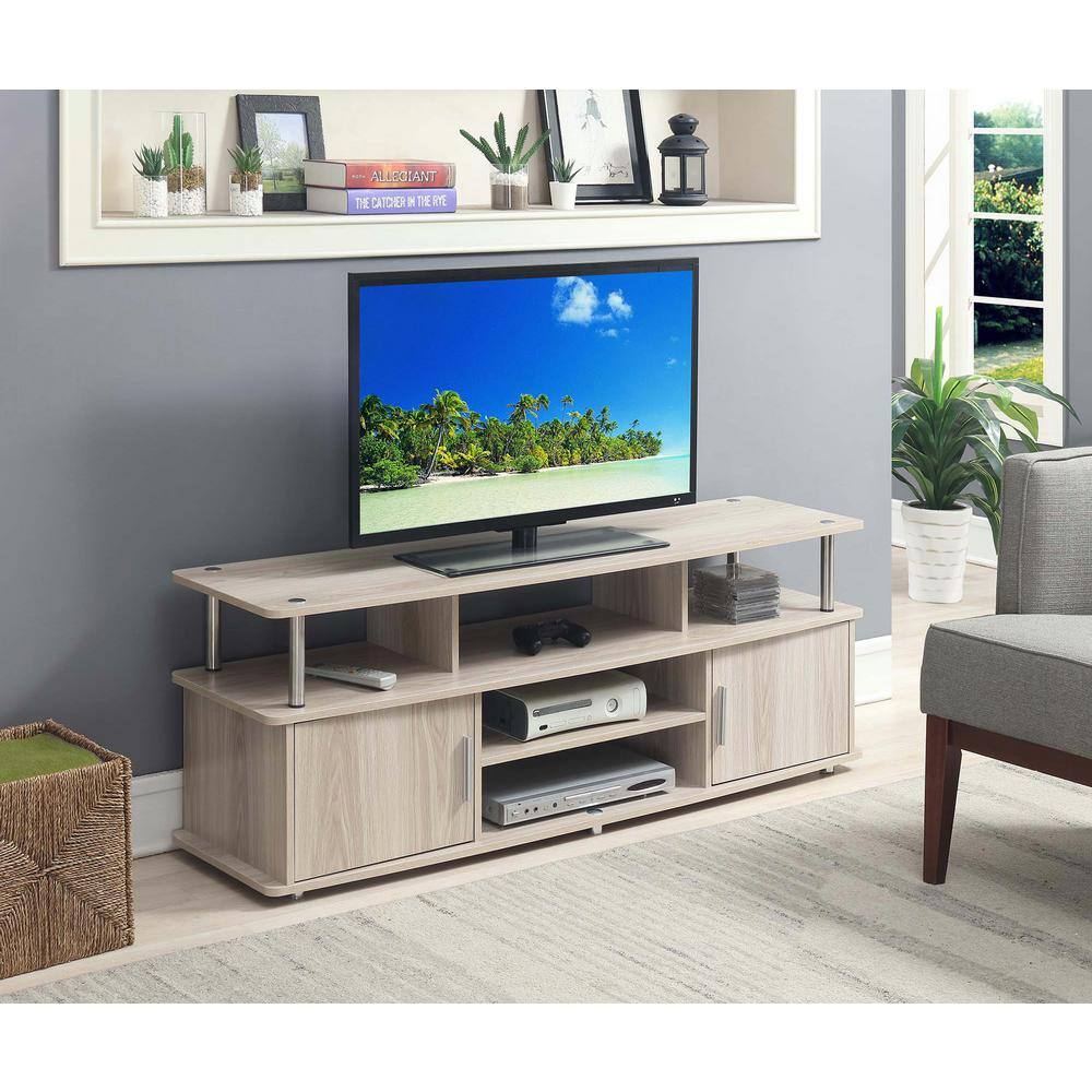 Elegant Ice White 59" TV Stand with Cabinet Storage