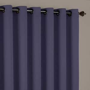 Tricia Midnight Solid Polyester 100 in. W x 84 in. L Room Darkening Single Grommet Top French Door Panel