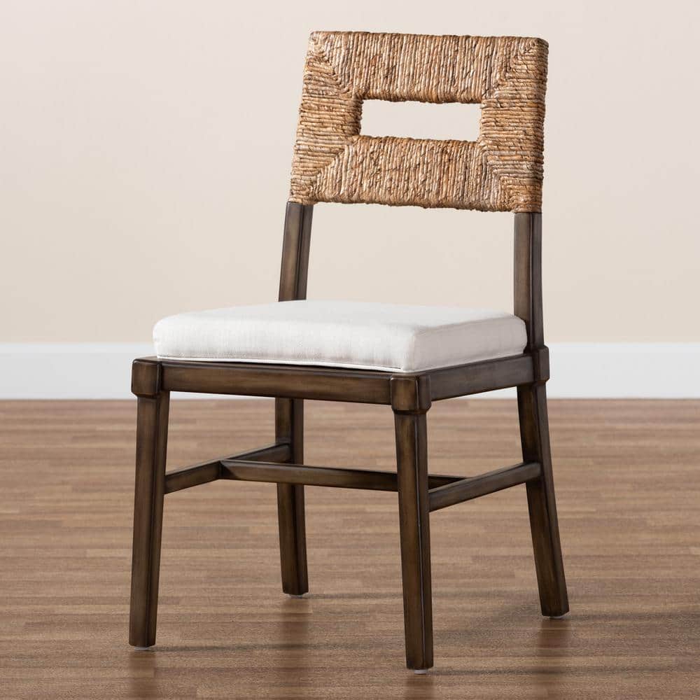 Bohemian Bliss Mahogany and Natural Rattan Low Side Chair