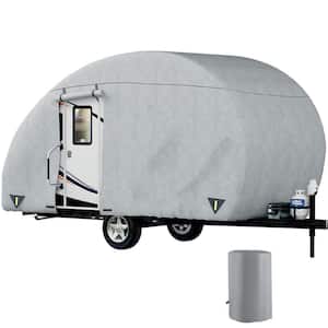 Teardrop Trailer Cover Fit for 16 ft.-18 ft. Trailers Non-Woven 4 Layers Camper Cover UV-proof Trailer Cover, Back Gate