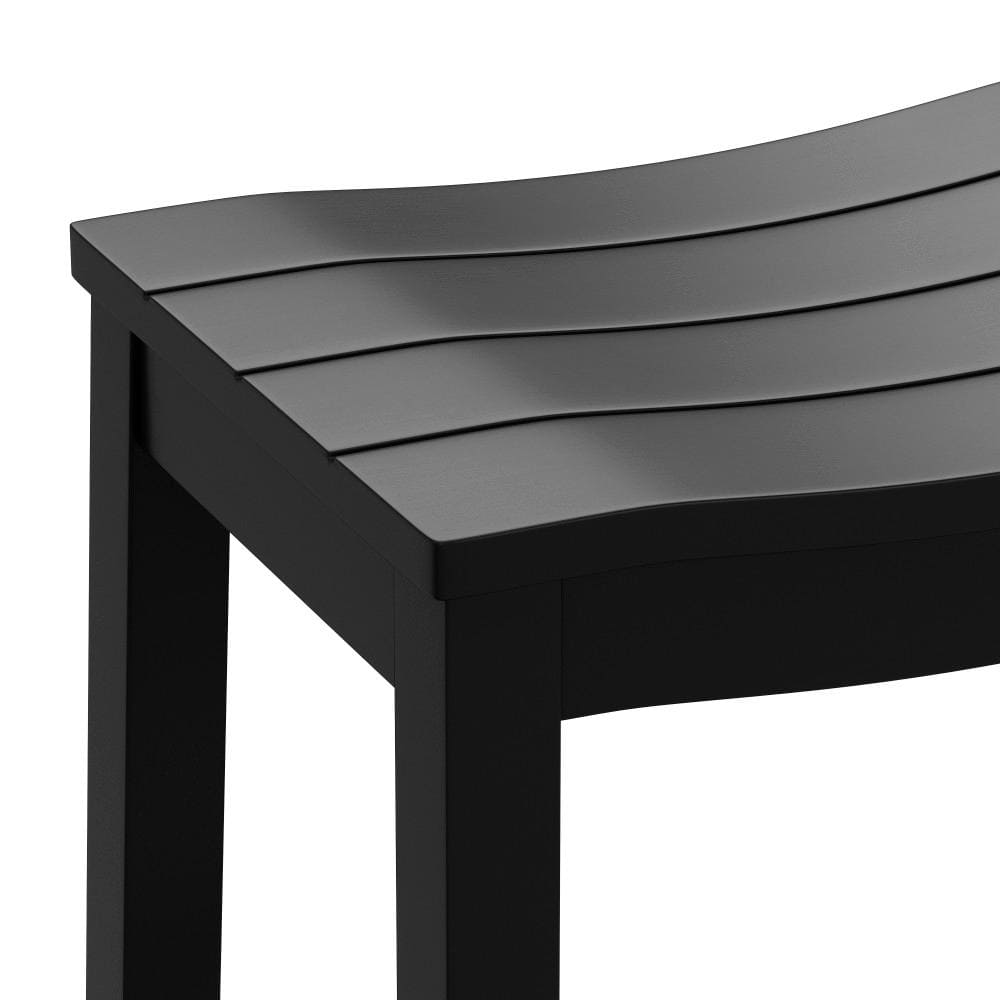 Black Wood Backless Saddle-Style Bar Stool