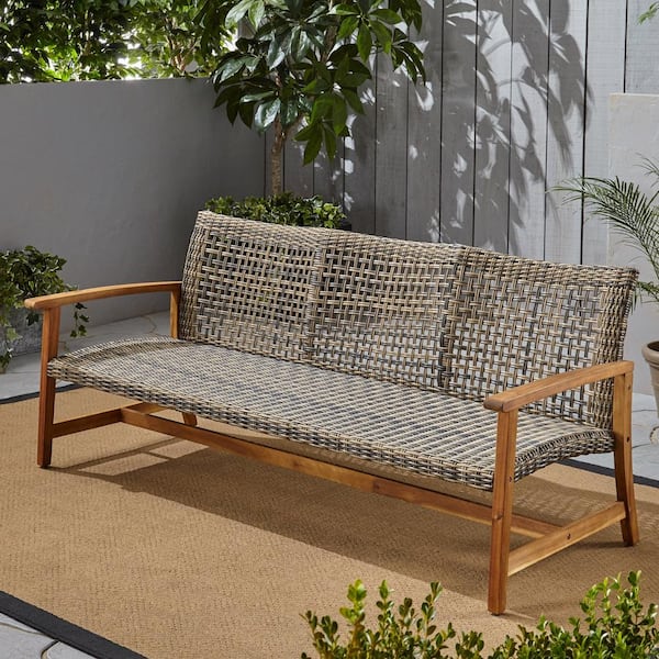 Hampton outdoor wood and wicker sofa new arrivals