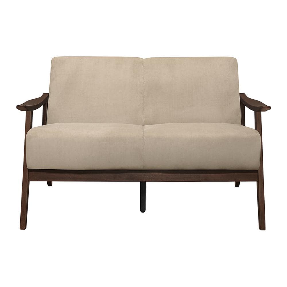 Lonita 51 in. W Light Brown Velvet Loveseat