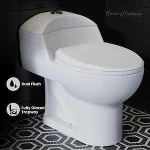 Chateau 1-Piece 1.1/1.6 GPF Dual Flush Elongated Toilet in White