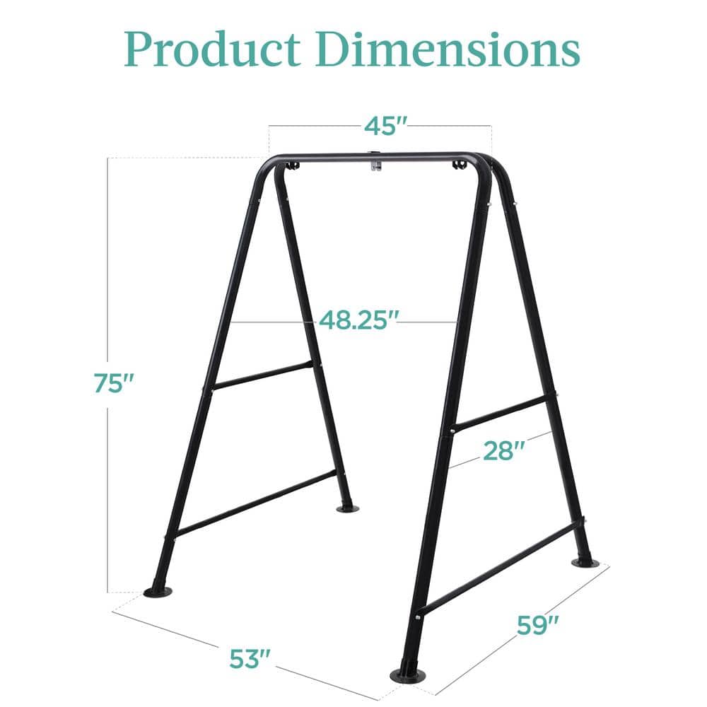 Extra Tall Black Steel Hanging Chair Stand with Hardware