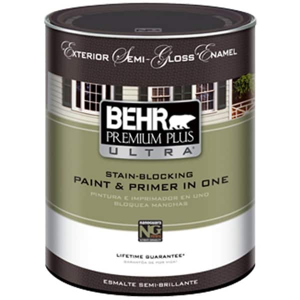 1 qt. Ultra Pure White Semi-Gloss Enamel Exterior Paint and Primer in One