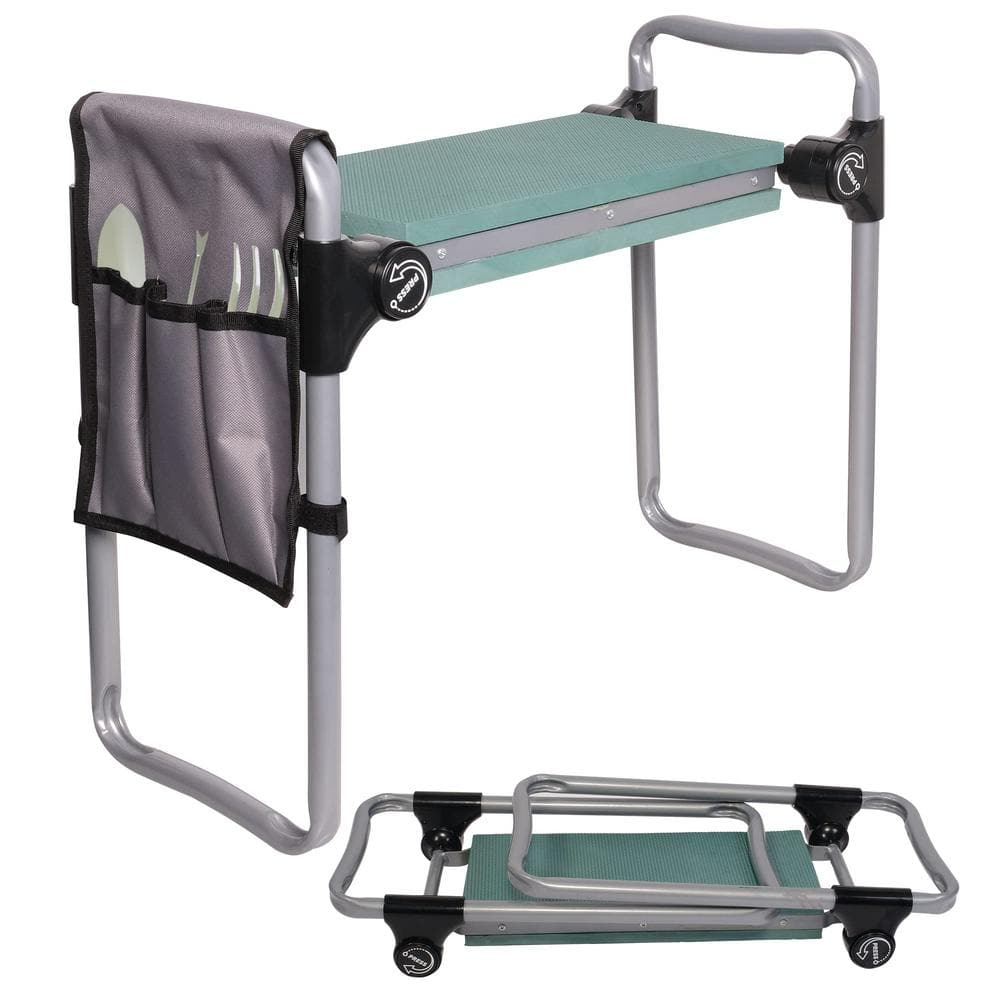 Garden Kneeler and Seat with Tool Bag Pouch, Foldable Garden Stool with EVA