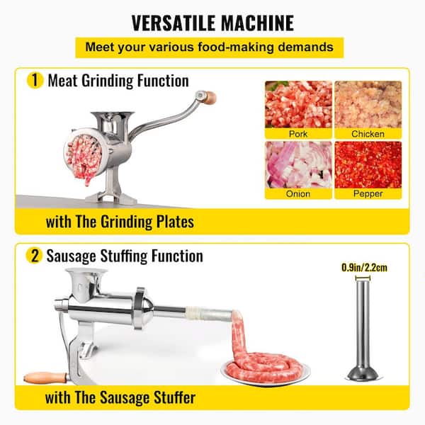 VEVOR Manual Meat Grinder, All Parts Stainless Steel, Hand