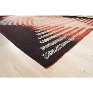 Red/Black 9 ft. x 12 ft. Hand-Knotted Wool Modern Modern Flat Weave Rug Area Rug