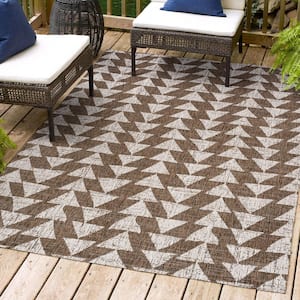 Andratx Modern Tribal Geometric Brown/Beige 5 ft. x 8 ft. Indoor/Outdoor Area Rug