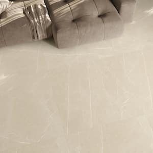 Signet Crema Beige 47.24 in. x 47.24 in. Marble Look Satin Porcelain Floor and Wall Tile (30.98 sq. ft./Case)