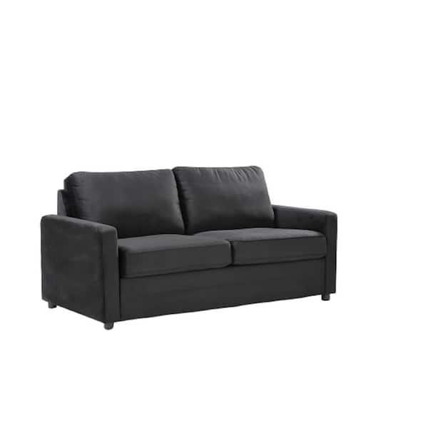 US Pride Furniture Rivian 61.5 in. Black Velvet 2-Seater Twin Sleeper Sofa Bed with Removable Cushions