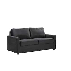Rician 61.5 in. Black Velvet 2-Seater Twin Sleeper Sofa Bed with Removable Cushions