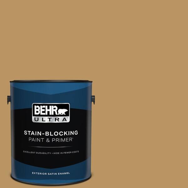 BEHR ULTRA 1 gal. #S300-5 Spiced Mustard Satin Enamel Exterior Paint & Primer