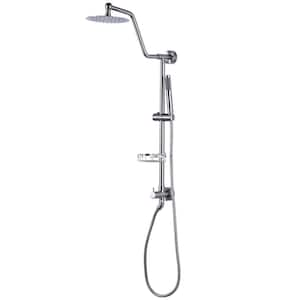 1-Spray 8 in. Round Wall Bar Shower Kit with Fixed Shower Head and Hand Shower in Brushed Nickel