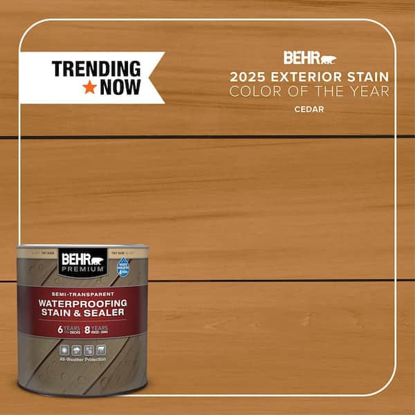 BEHR PREMIUM 1 qt. #ST-146 Cedar Semi-Transparent Waterproofing Exterior Wood Stain and Sealer