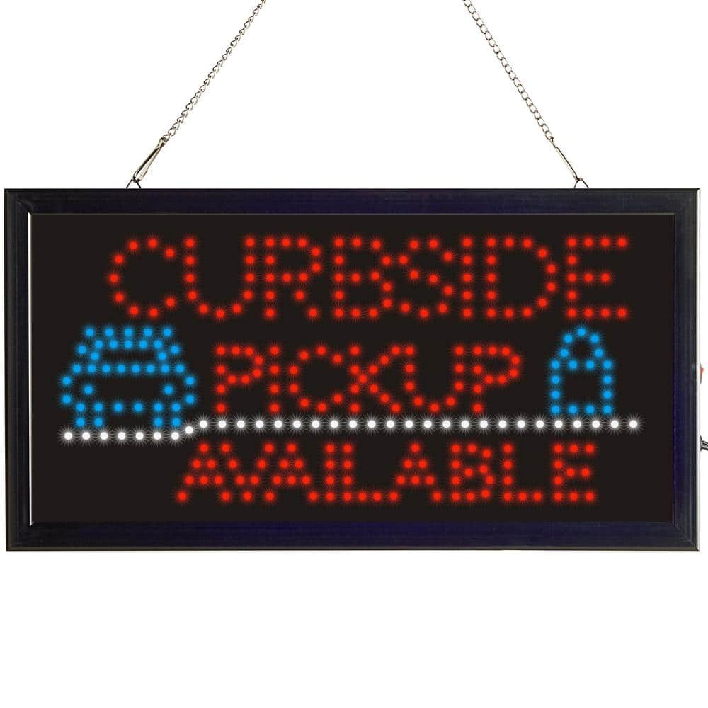 Alpine Curbside Pickup Available for Business 19" x 10" LED Rectangular Sign with Two Display Modes