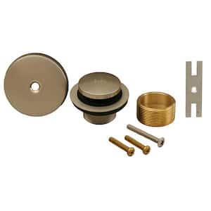 Toe Touch Bath Tub Drain Conversion Kit with 1-Hole Overflow Plate in Brushed Nickel