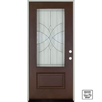 Regency 36 in. x 80 in. Left-Hand 3/4 Lite Radiance Decorative Glass Prefinished Russet Fi — Home Depot clearance