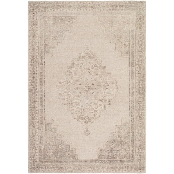 Galey Alix Luciana III Beige 2 ft. x 3 ft. Hand-Made Traditional Medallion Area Rug