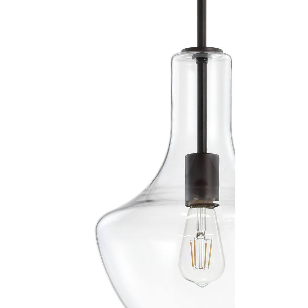 Watts 10.5" Clear Glass and Bronze LED Pendant Light