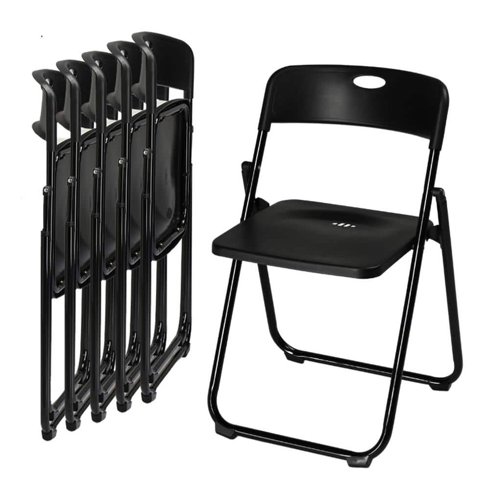 Black Plastic Folding Chairs(Set of 6)