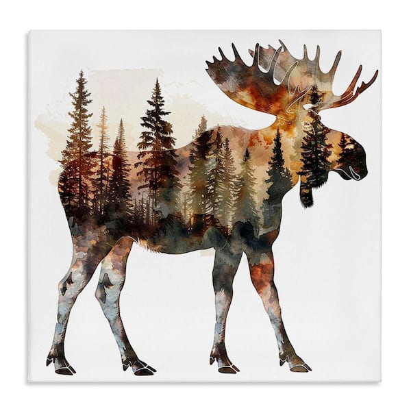 Stupell Industries Moose Forest Silhouette by LSR Design Studio Unframed Animal Graphic Art Print 24 in. x 24 in.
