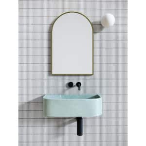 20 in. W x 30 in. H Framed Arched Bathroom Vanity Mirror in Satin Brass