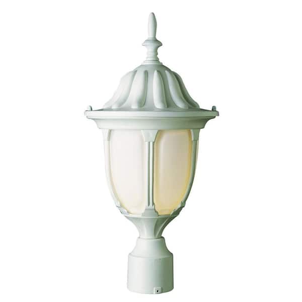 Bel Air Lighting Cabernet Collection 1 Light 19 in. Outdoor Verde Green Post Lantern with White Opal Shade