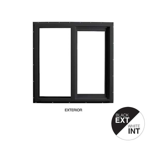47.5 in. x 47.5 in. Select Series Left Hand Horizontal Sliding Vinyl Black Window with White Int, HPSC Glass and Screen